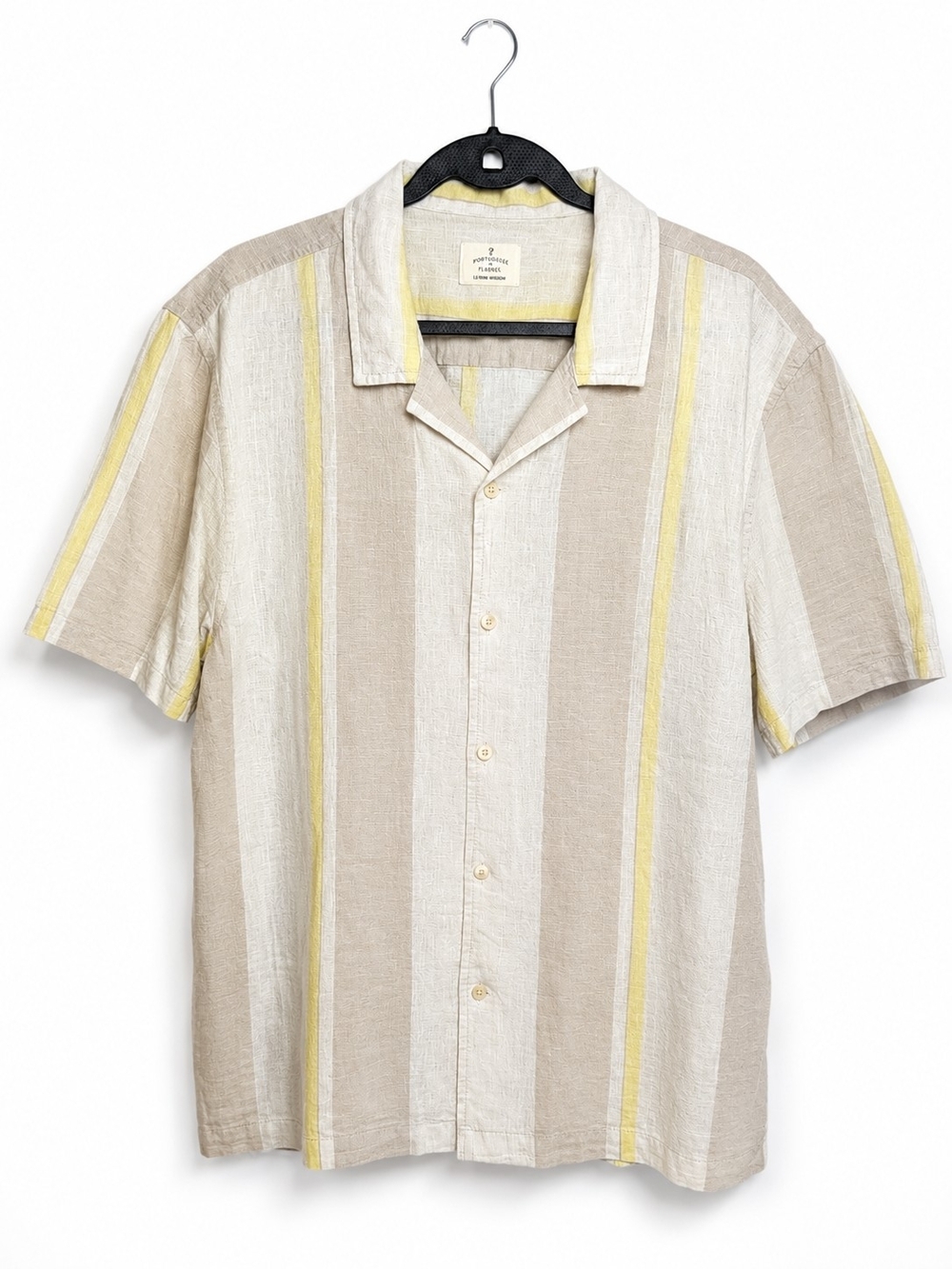 Mutual Weave Men's Linen/Cotton Blend Stripe Shirt in Beige&Yellow XL